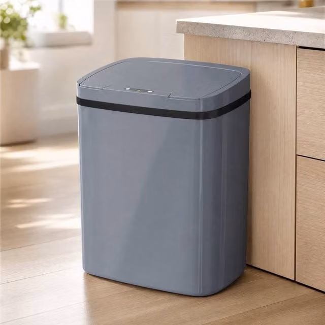 STILVORA 15L Sensor Bin with Touchless Opening, Grey, Fingerprint-Proof Plastic – 1