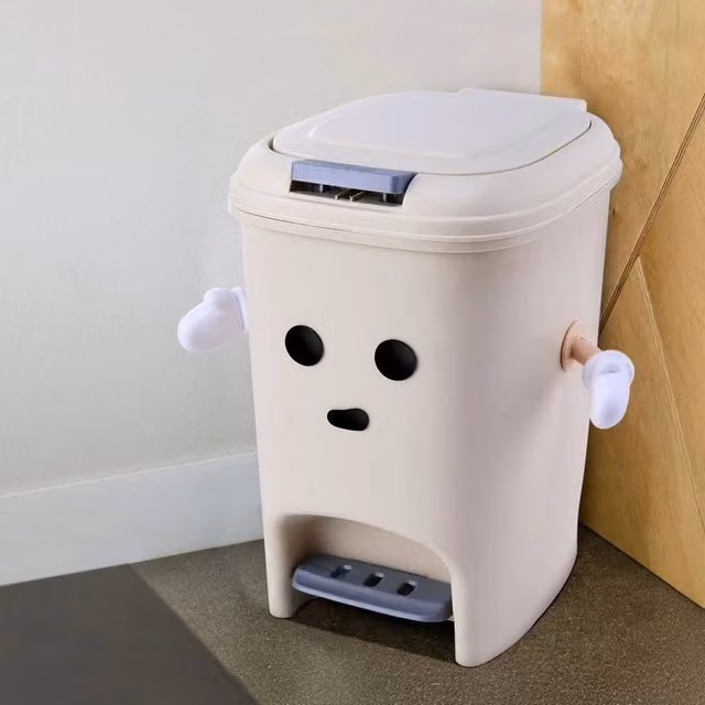 Kelvenix 10 L White Plastic Pedal Dual-Open Trash Can – 1