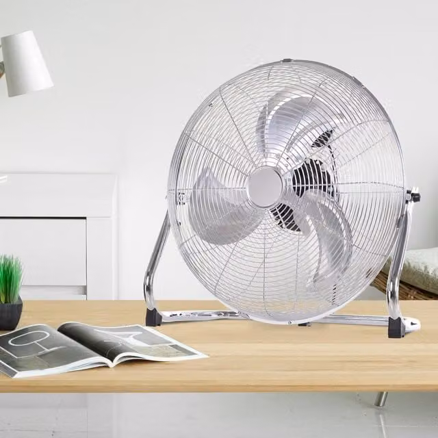 HOMCOM 100W Metal Floor Fan in Silver