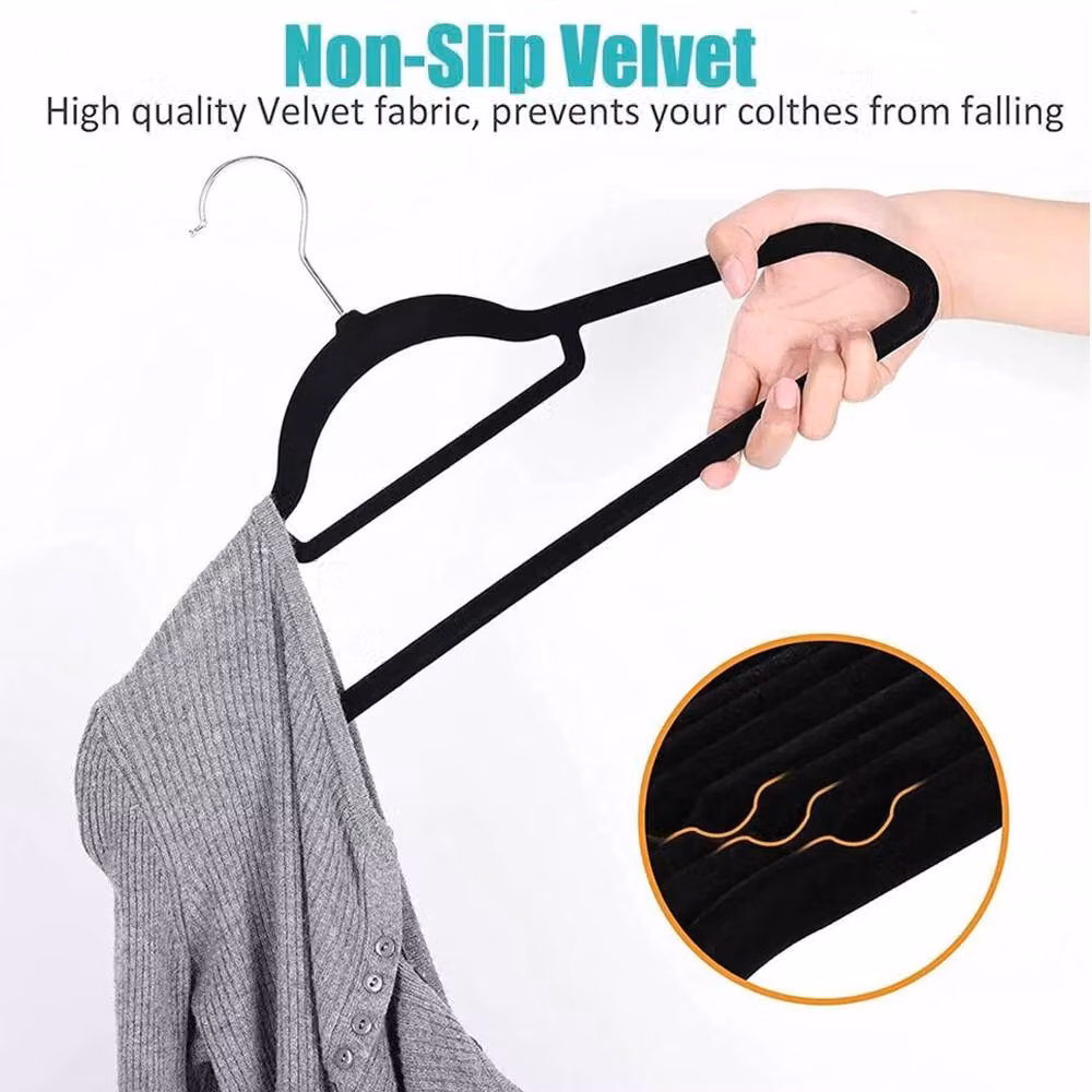 Kelvenix 100 Pack Black Velvet Anti Slip Coat Hangers – 3