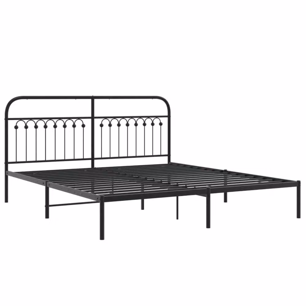 Berkfield Home Metal Bed Frame with Headboard, Black, W/D/H: 183 x 213 cm – 3