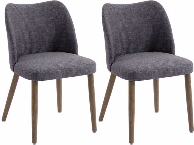 PAWNORA Set of 2 Grey Fabric Upholstered Dining Chairs – 1