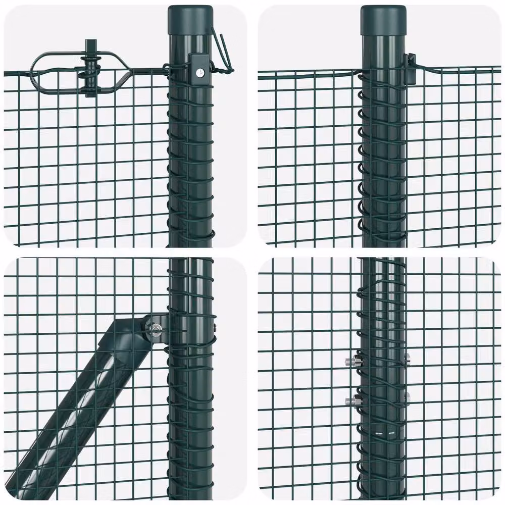 Berkfield Home Green Steel Welded Wire Fence with 13 Flanged Posts, W: 25 m, H: 1.5 m – 6