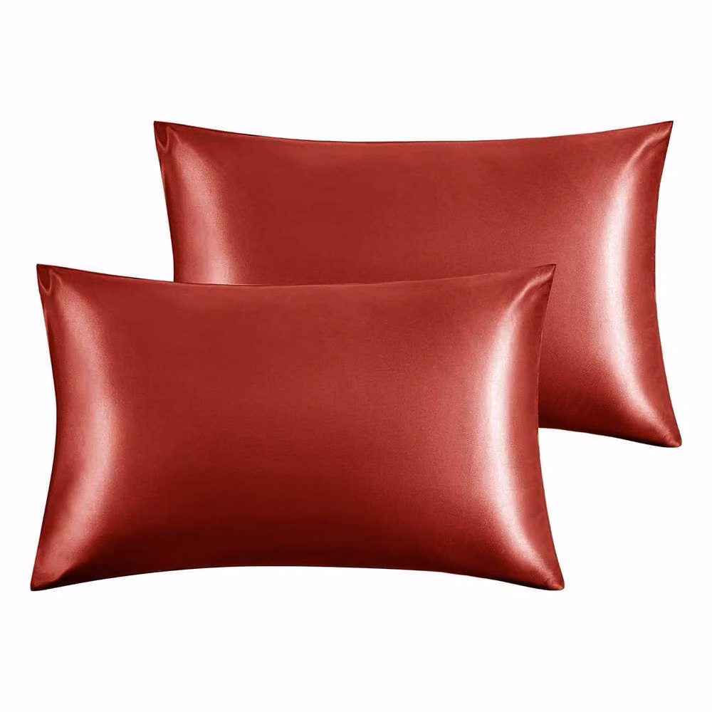Intimates Red Satin Faux Silk Pillowcase Pair, W: 50 cm, L: 75 cm – 2