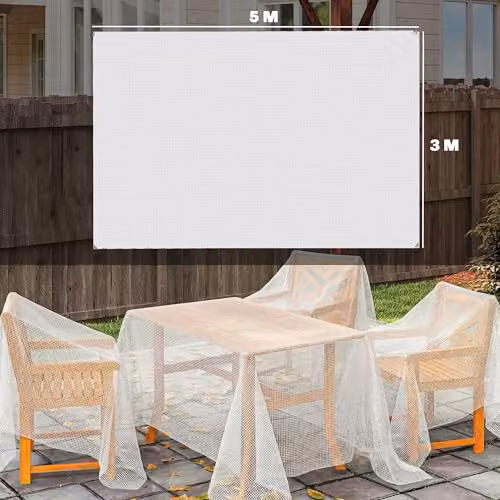 Outsunny Waterproof Heavy Duty PE Tarpaulin, White, W: 3 m, L: 5 m – 4