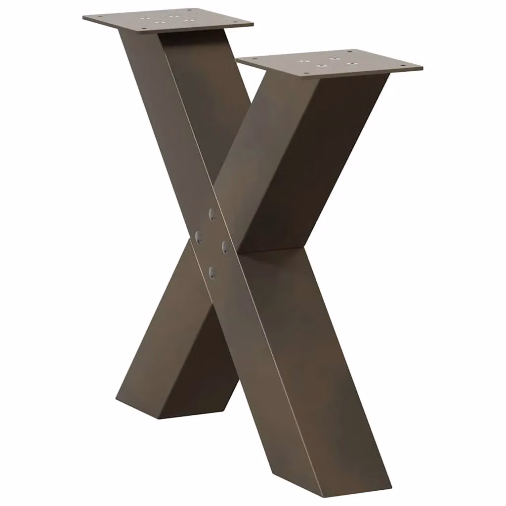 Berkfield Home X-Shaped Coffee Table Legs, 2 Pieces, Brown Steel – 4