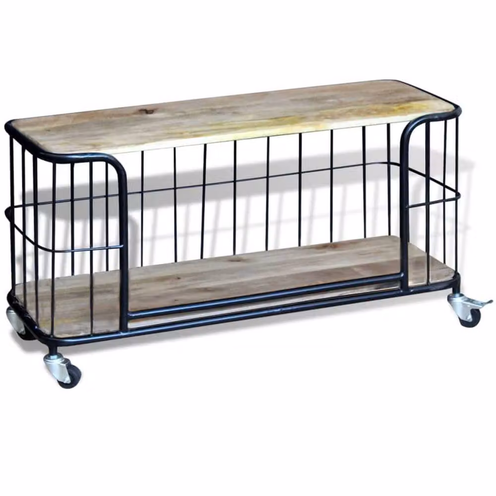 Berkfield Home Industrial TV Cabinet in Brown Solid Mango Wood, W/D/H: 100 x 40 x 45 cm – 2