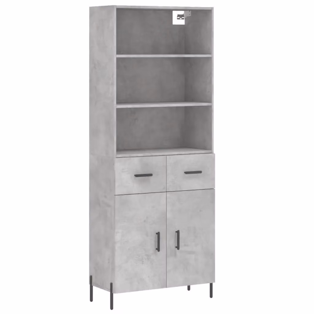 Berkfield Home Highboard in Concrete Grey, W/D/H: 69.5 x 34 x 180 cm – 2