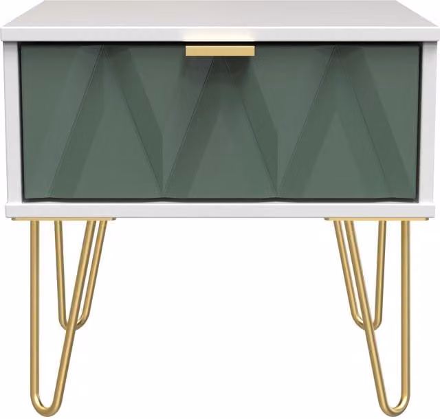 Ready Assembled 2 U Dallas 1 Drawer Bedside Table in Green and Gold – 1