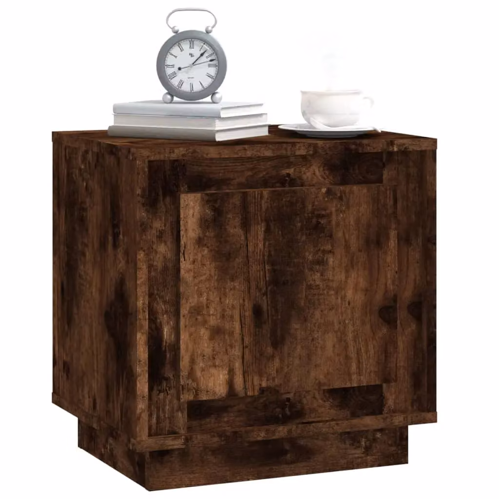 Berkfield Home Set of 2 Smoked Oak Bedside Cabinets in Brown, W/D/H: 44 x 35 x 45 cm – 3