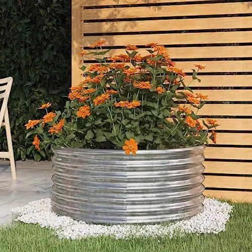 vidaXL Galvanised Steel Garden Planter, Silver, W/D/H: 80 x 80 x 36 cm – 2