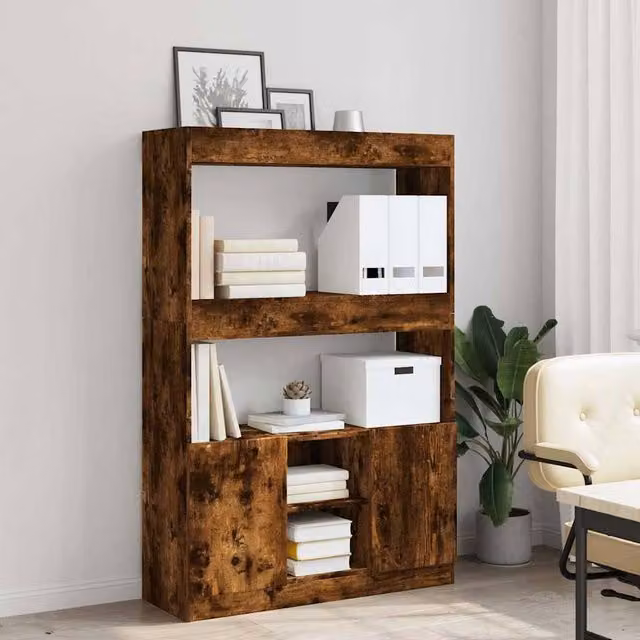 Berkfield Home Smoked Oak Highboard in Brown, W/D/H: 92 x 33 x 140 cm – 1