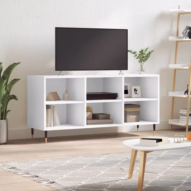 Berkfield Home Modern White TV Cabinet W: 103.5 cm, D: 30 cm, H: 50 cm
