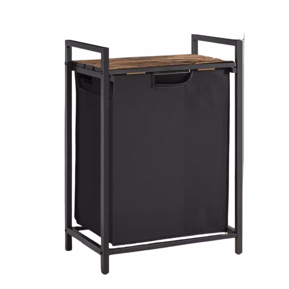 Pirlo Plush Industrial 65L Laundry Basket with Shelf in Black – 5