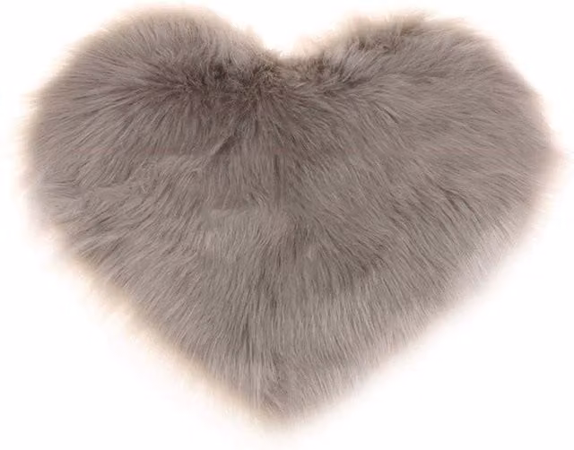 Livingandhome Heart Shaped Grey Faux Fur Shaggy Area Rug