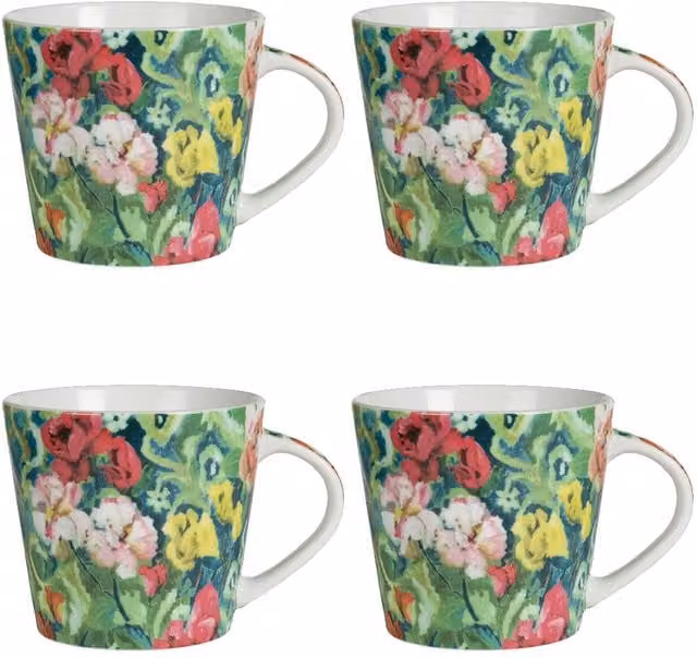 Designers Guild Set of 4 Multicolour Floral Porcelain Mugs, 420ml each