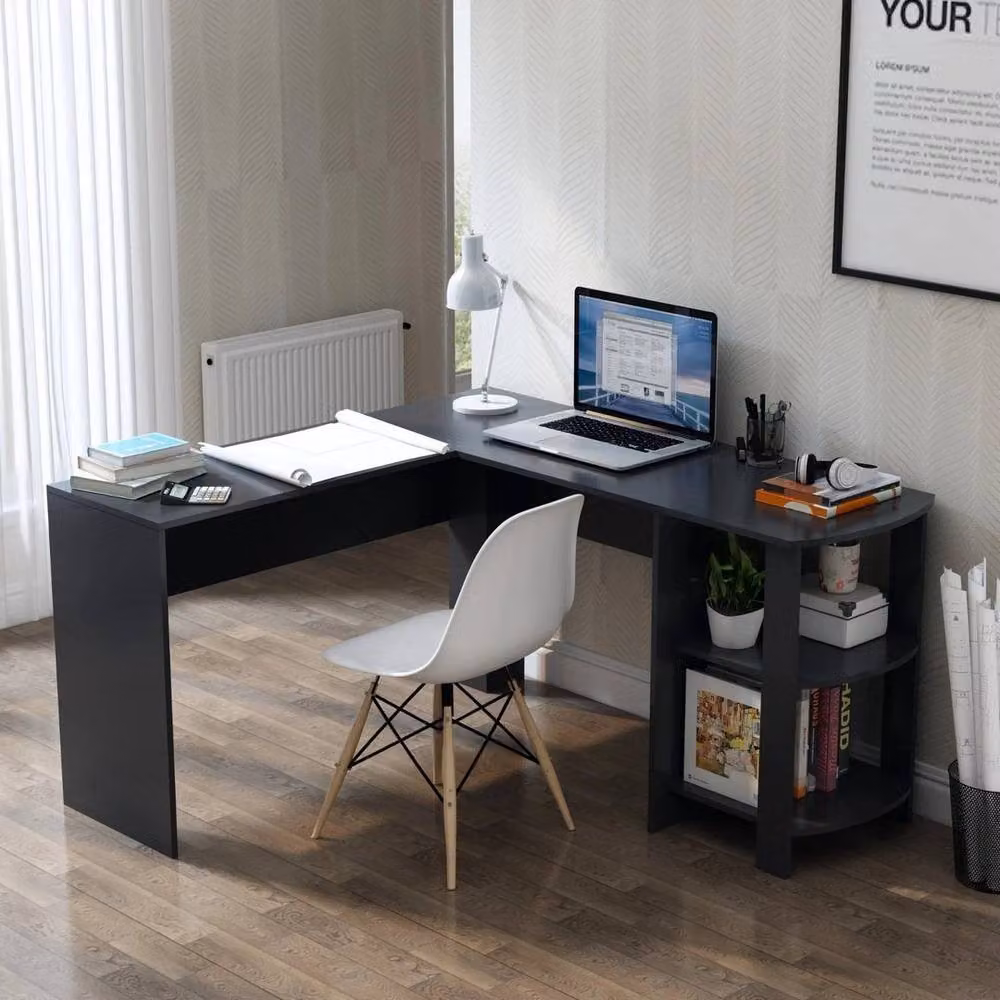 KORVIXA L-shaped Corner Computer Desk in Black – 4