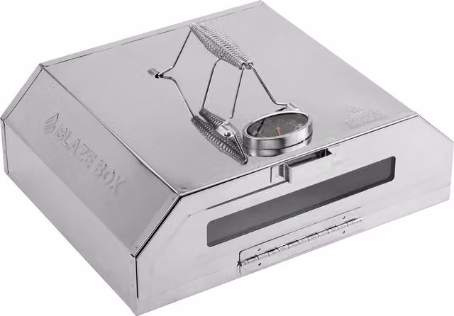 Blaze Box Silver Stainless Steel Portable Gas Pizza Oven with Stone and Thermometer