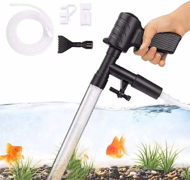 Nordara Fish Tank Gravel Vacuum Cleaner Water Change Siphon in Black