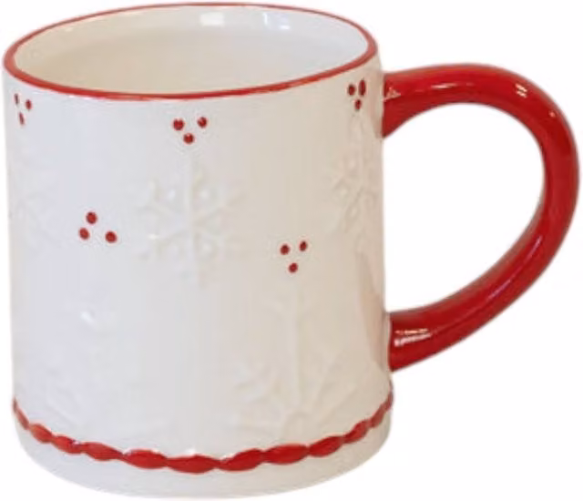 Four Candle White Ceramic Snowflake Detailed Mug Christmas Decoration