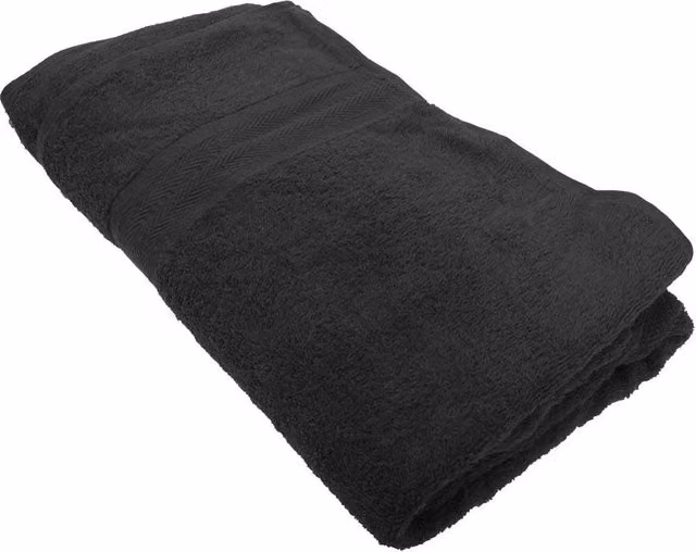 Jassz Black Plain Cotton Terry Beach Bath Sheet Towel, W: 100 cm, L: 180 cm