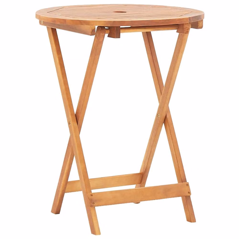Berkfield Home Durable Folding Garden Table in Brown Solid Oiled Acacia Wood W: 60 cm, D: 60 cm, H: 75 cm – 2