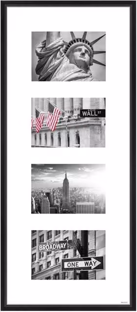 Nielsen Design Junior Gallery Picture Frame in Black with White Mount for 4 Photos, W/H: 25 x 60 cm