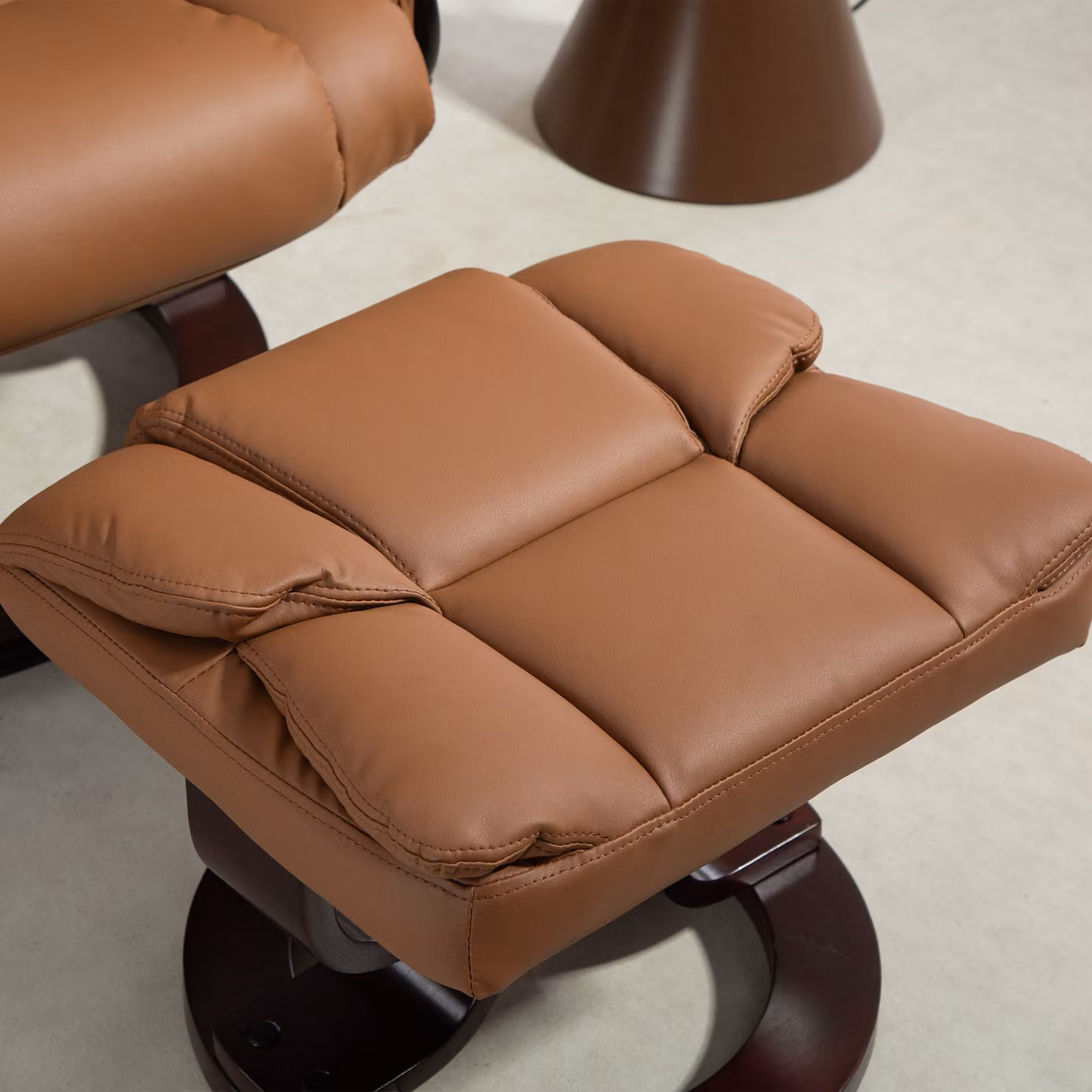HOMCOM 360 Degree Swivel Recliner Chair with Matching Footstool in Brown PU Leather – 7