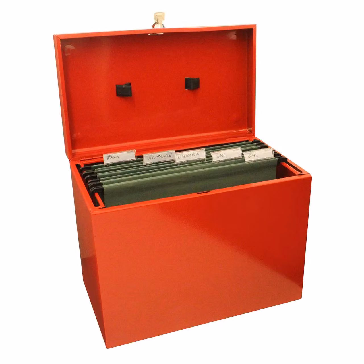 mysmartbuy Metal Lockable A4 Document Box in Red with 5 Suspension Files – 3