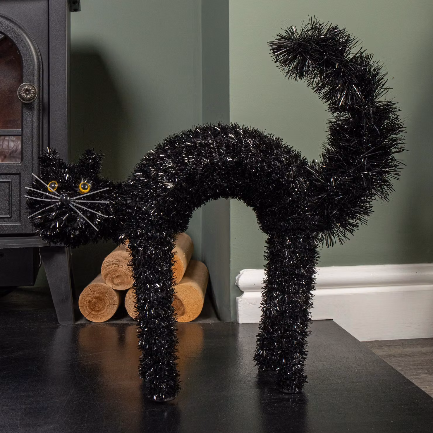Samuel Alexander Black Scaredy Cat Halloween Tabletop Decoration, Height: 42 cm – 3