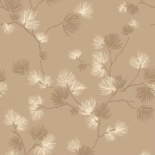 Belgravia Decor Valentino Champagne and Beige Floral Textured Heavyweight Vinyl Wallpaper