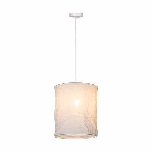 Lucide Tissaja White Fabric Cylinder Pendant Light, Diameter: 30 cm, Height: 150 cm