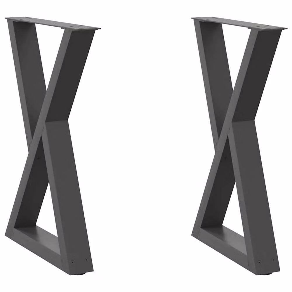 Berkfield Home Modern Dining Table Legs, 2 Pieces, Anthracite Grey Powder-Coated Steel, W: 50 cm, H: 72-73.3 cm – 2