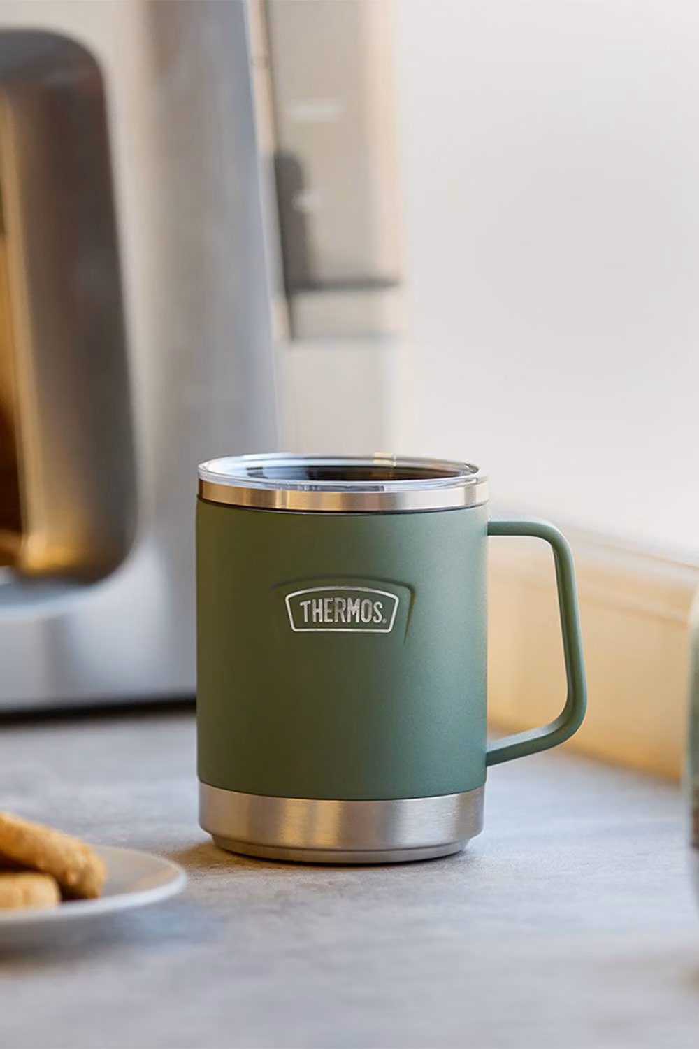 Thermos Icon Series Double Walled Stainless Steel Desk Mug with Lid, 410 ml, Rock Cap Green – 2
