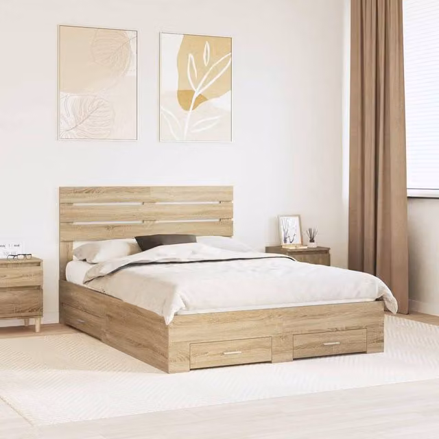 Berkfield Home Modern Bed Frame with Headboard and Drawers in Brown Engineered Wood