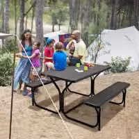 Costway Outdoor Picnic Table and Bench Set in Black – 3