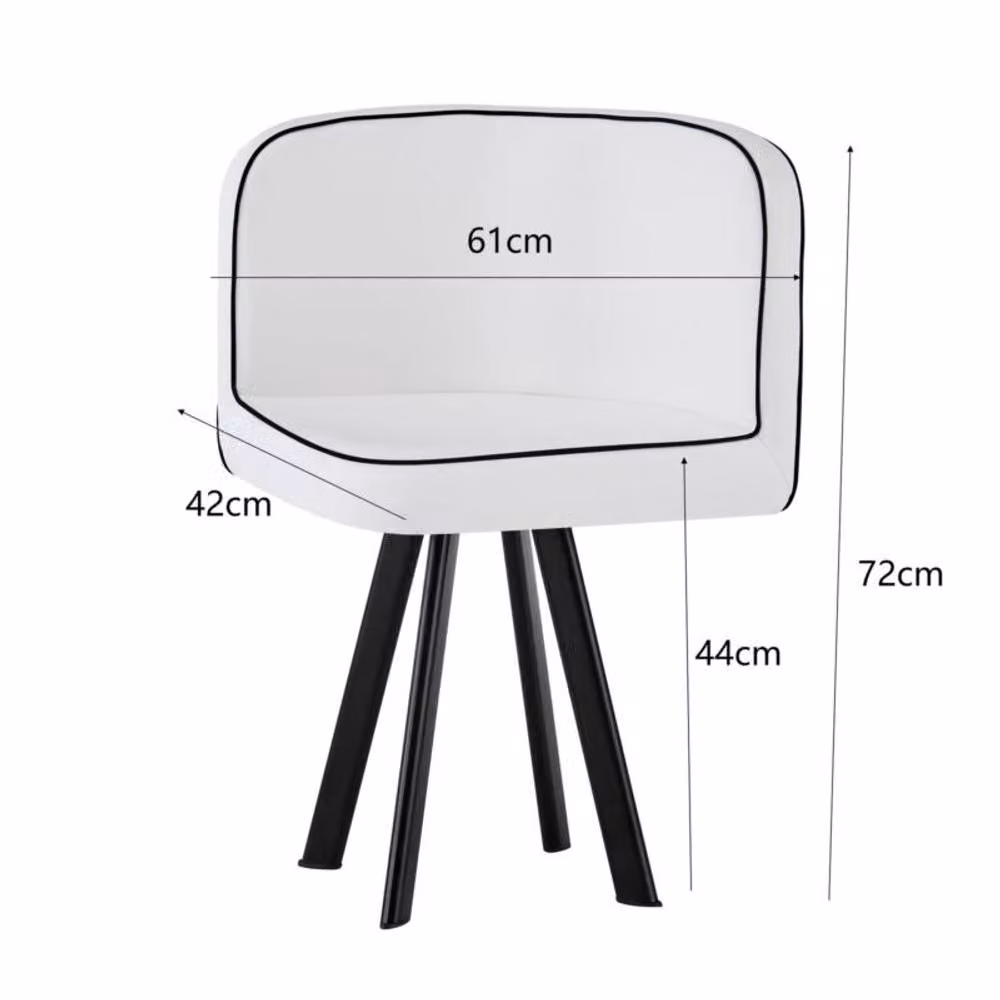Comfy Living Ltd Modern Square Dining Table Set with 6 White Chairs, Black Table, W: 150 cm, D: 150 cm, H: 72 cm – 2