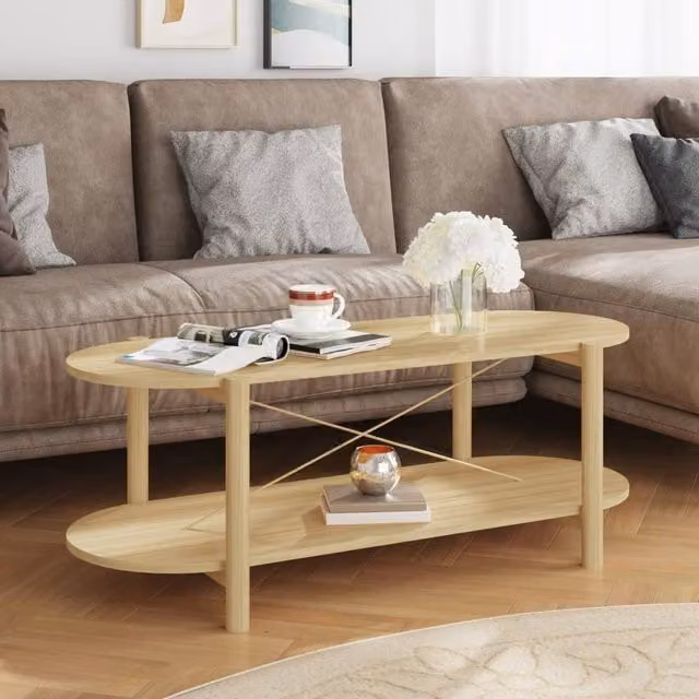 Berkfield Home Brown Engineered Wood Coffee Table, W: 110 cm, D: 48 cm, H: 40 cm