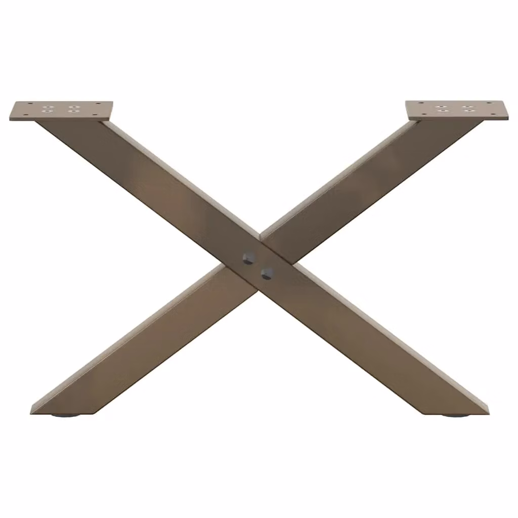Berkfield Home X-Shaped Coffee Table Legs, 2 Pieces, Brown Steel, H: 60 cm, W: 30-31 cm – 2