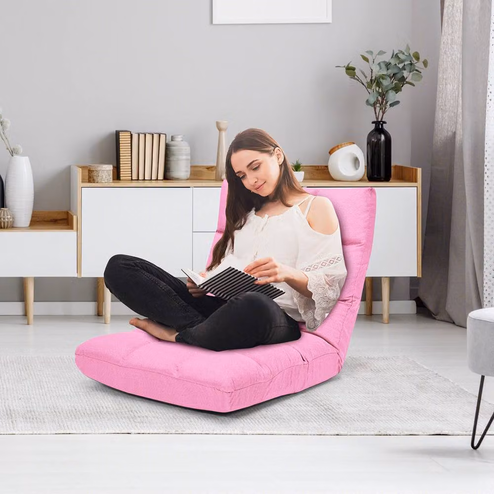 Costway 14-Position Adjustable Folding Video Gaming Sofa Chair in Pink – 6