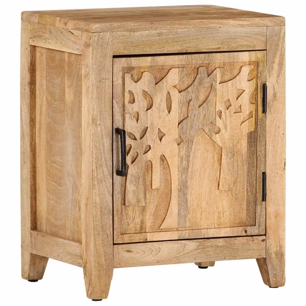 Berkfield Home Durable Rustic Bedside Cabinet in Brown Solid Mango Wood, W/D/H: 40 x 30 x 50 cm – 1