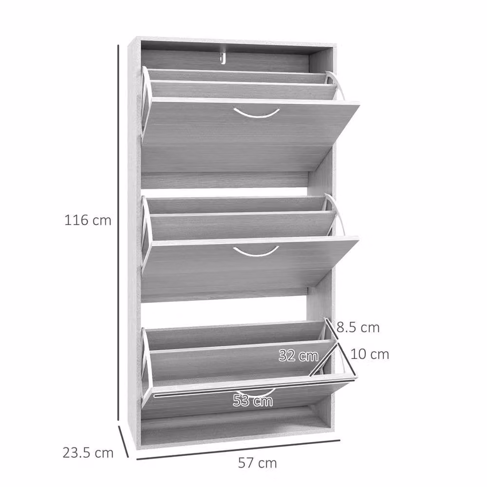 KORVIXA Grey Modern Shoe Storage Cabinet with Tilting Compartments, W/D/H: 100 x 100 x 100 cm – 1