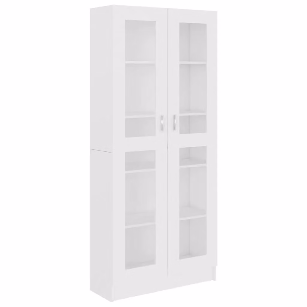 Berkfield Home White Vitrine Cabinet with Glass Doors and Internal Shelves, W/D/H: 82.5 x 30.5 x 185.5 cm – 2
