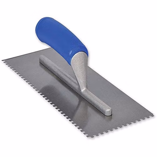 Vitrex Blue and Silver Notched Adhesive Trowel with 10mm Square Notch and Soft Grip Handle – 1