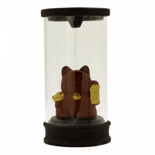 KDMD Money Cat Tube Ceramic Backflow Incense Burner in Black and Brown