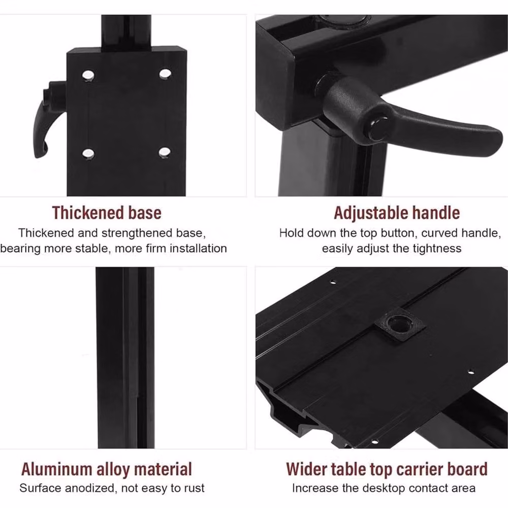 Nordara Black Aluminium Swivel Adjustable RV Table Leg with Plate – 4