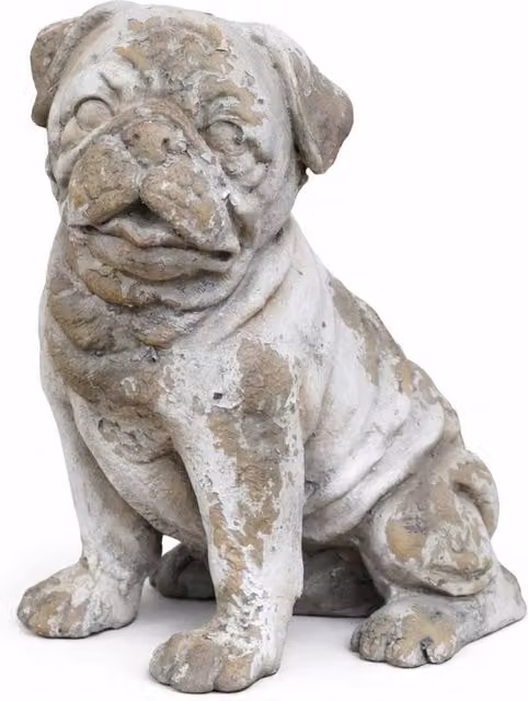 Gifts Direct 2 U Weathered Stone Pug Dog Statue in Beige for Home and Garden