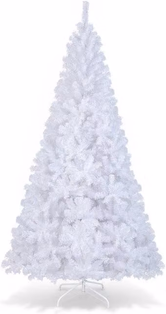 Gymax 240 cm White Christmas Tree with 1138 Branch Tips