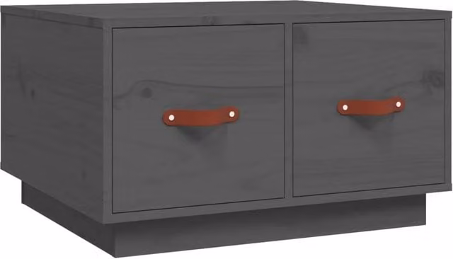 Berkfield Home Grey Rustic Solid Pine Coffee Table W: 60 cm, D: 53 cm, H: 35 cm