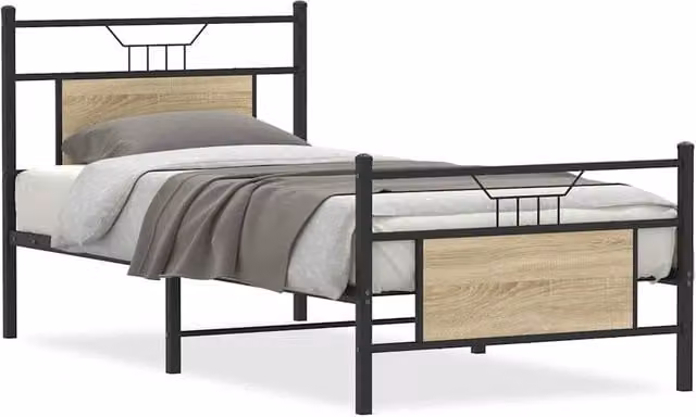 Berkfield Home Single Bed Frame in Sonoma Oak Brown, Engineered Wood, W/D/H: 90 x 190 cm